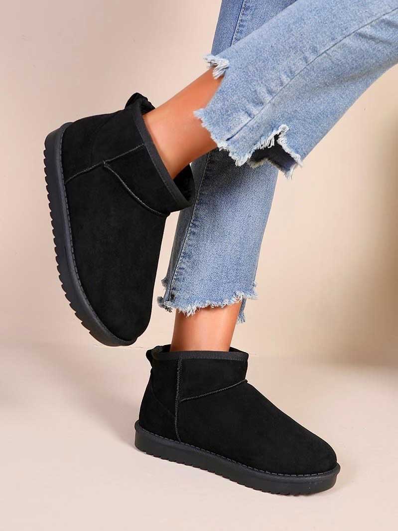 Melany - Låga teddystövlar i mockalook